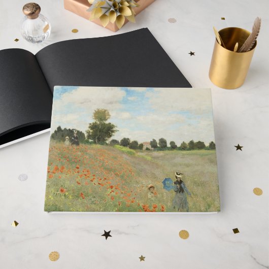 Claude Monet Das Mohnfeld bei Argenteuil Kunst Gästebuch (Vorderseite Offen)