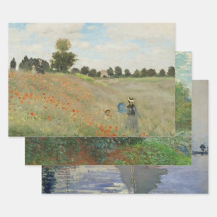 Claude Monet Das Mohnfeld bei Argenteuil Kunst Geschenkpapier Set