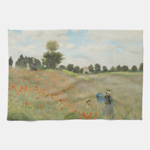 Claude Monet Das Mohnfeld bei Argenteuil Kunst Geschirrtuch