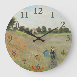 Claude Monet Das Mohnfeld bei Argenteuil Kunst Große Wanduhr