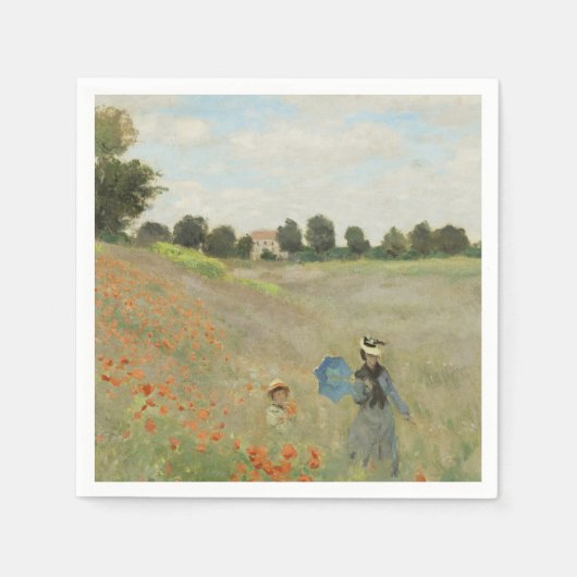 Claude Monet Das Mohnfeld bei Argenteuil Kunst Serviette (Vorderseite)