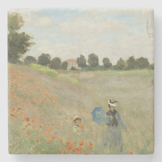 Claude Monet Das Mohnfeld bei Argenteuil Kunst Steinuntersetzer (Vorderseite)