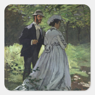 Claude Monet   das Promenaders, Bazille, Camille Quadratischer Aufkleber
