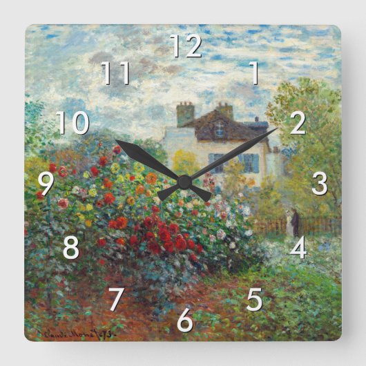 Claude Monet - Der argentinische Künstlergarten Quadratische Wanduhr (Vorderseite)