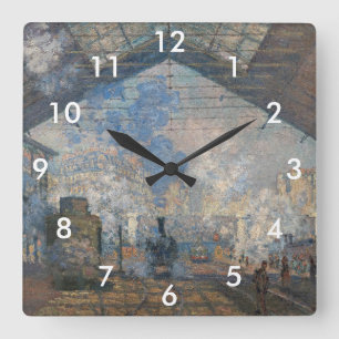 Claude Monet - Der Bahnhof Saint-Lazare Quadratische Wanduhr