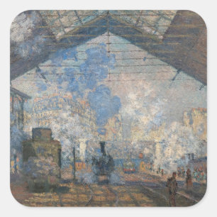 Claude Monet - Der Bahnhof Saint-Lazare Quadratischer Aufkleber
