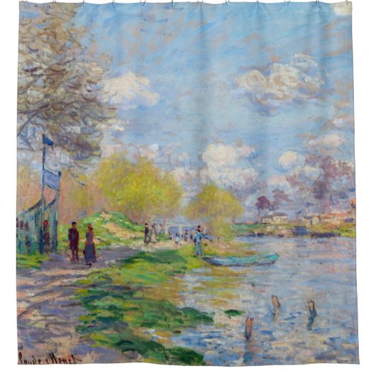 Claude Monet - Der Frühling der Seine Duschvorhang (Vorderseite)