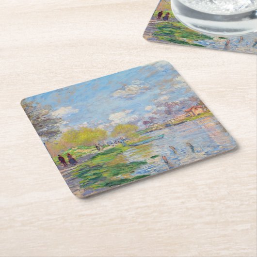 Claude Monet - Der Frühling der Seine Rechteckiger Pappuntersetzer (angewinkelt)