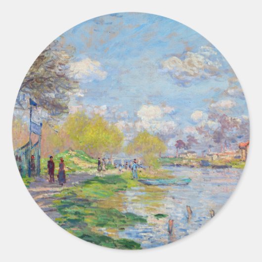 Claude Monet - Der Frühling der Seine Runder Aufkleber (Vorderseite)