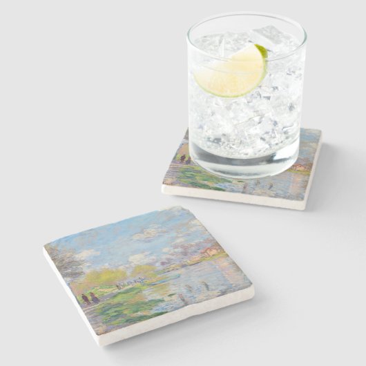 Claude Monet - Der Frühling der Seine Steinuntersetzer (Seitenansicht)