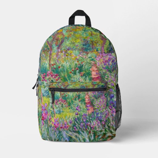 Claude Monet - Der Iris-Garten in Giverny Bedruckter Rucksack (Vorderseite)