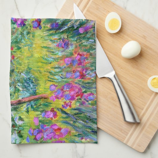Claude Monet: Der Iris-Garten in Giverny Geschirrtuch (Viertel Falte)