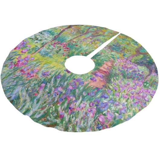 Claude Monet - Der Iris-Garten in Giverny Polyester Weihnachtsbaumdecke (Schrägansicht)