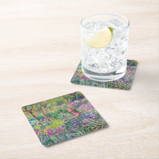 Claude Monet - Der Iris-Garten in Giverny Rechteckiger Pappuntersetzer (Vor Ort)