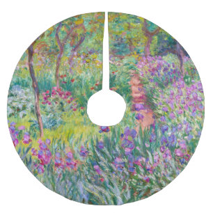 Claude Monet - Der Irisgarten in Giverny Polyester Weihnachtsbaumdecke