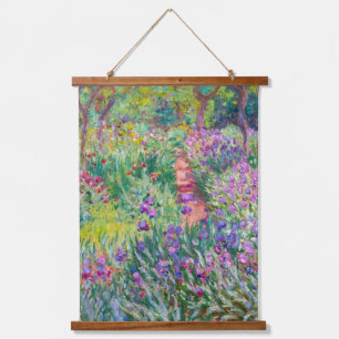 Claude Monet - Der Irisgarten in Giverny Wandteppich Mit Holzrahmen