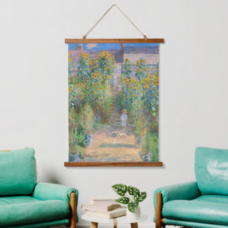 Claude Monet Der Kunstgarten Sonnenblumen Alte Kun Wandteppich Mit Holzrahmen
