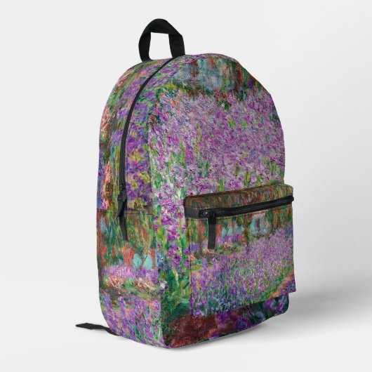Claude Monet - Der Kunstgarten von Giverny Bedruckter Rucksack (Rückseitige Ecke links)