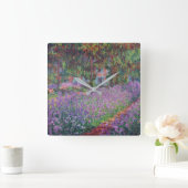 Claude Monet | Der Künstlergarten in Giverny Quadratische Wanduhr (Zuhause)