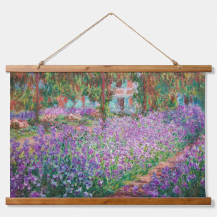 Claude Monet - Der Künstlergarten in Giverny Wandteppich Mit Holzrahmen