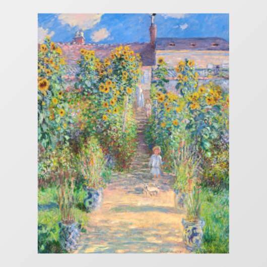 Claude Monet - Der Künstlergarten in Vetheuil Fensteraufkleber (Blatt)
