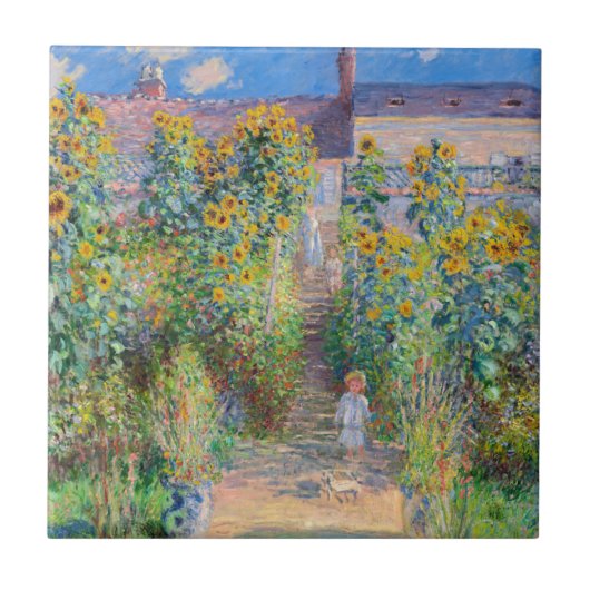 Claude Monet - Der Künstlergarten in Vetheuil Fliese (Vorderseite)