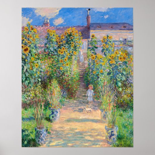 Claude Monet - Der Künstlergarten in Vetheuil Poster (Vorne)