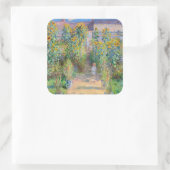 Claude Monet - Der Künstlergarten in Vetheuil Quadratischer Aufkleber (Tasche)