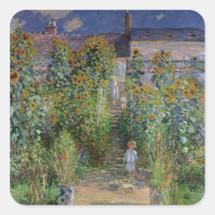 Claude Monet   Der Künstlergarten in Vetheuil Quadratischer Aufkleber