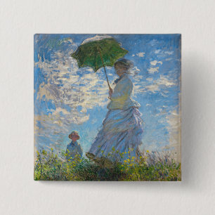 Claude Monet - Der Spaziergang, Frau mit Sonnensch Button