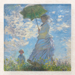 Claude Monet - Der Spaziergang, Frau mit Sonnensch Glasuntersetzer