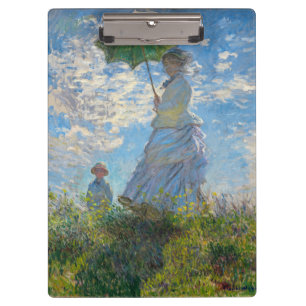 Claude Monet - Der Spaziergang, Frau mit Sonnensch Klemmbrett