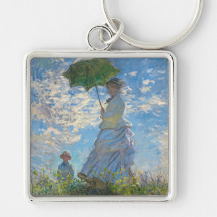 Claude Monet - Der Spaziergang, Frau mit Sonnensch Schlüsselanhänger
