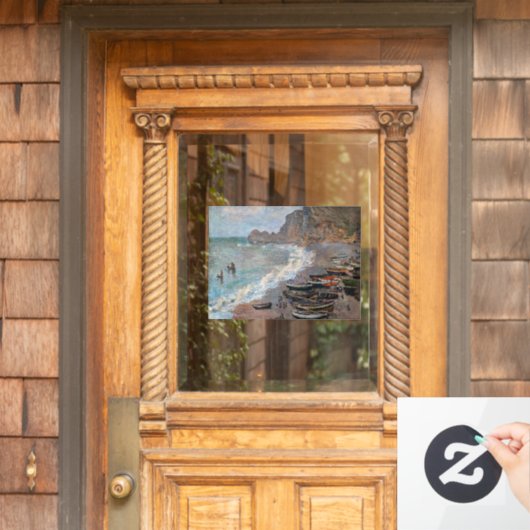 Claude Monet - Der Strand von Etretat Fensteraufkleber (Haustür)