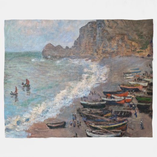 Claude Monet - Der Strand von Etretat Fleecedecke (Vorderseite (Horizontal))