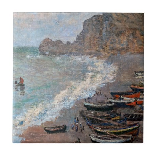 Claude Monet - Der Strand von Etretat Fliese (Vorderseite)