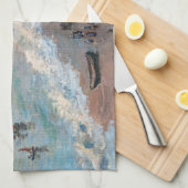 Claude Monet - Der Strand von Etretat Geschirrtuch (Viertel Falte)