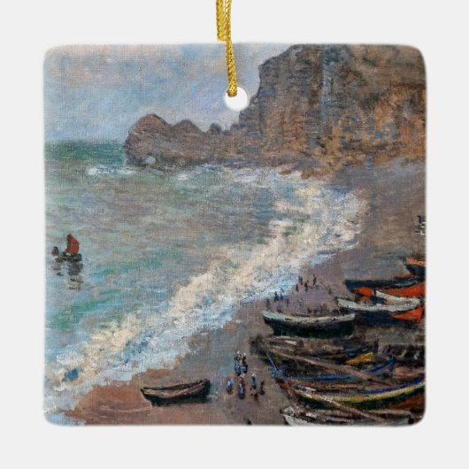 Claude Monet - Der Strand von Etretat Keramikornament (Vorderseite)