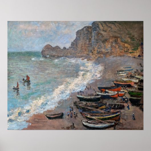 Claude Monet - Der Strand von Etretat Poster (Vorne)