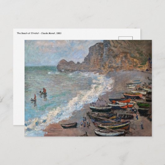 Claude Monet - Der Strand von Etretat Postkarte (Vorne/Hinten)