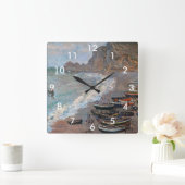 Claude Monet - Der Strand von Etretat Quadratische Wanduhr (Zuhause)