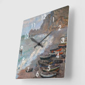 Claude Monet - Der Strand von Etretat Quadratische Wanduhr (Winkel)