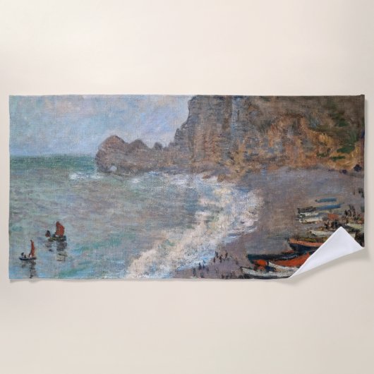Claude Monet - Der Strand von Etretat Strandtuch (Vorderseite)