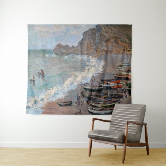 Claude Monet - Der Strand von Etretat Wandteppich (Beispiel (Horizontal))