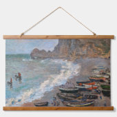 Claude Monet - Der Strand von Etretat Wandteppich Mit Holzrahmen (Vorne)