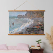 Claude Monet - Der Strand von Etretat Wandteppich Mit Holzrahmen (Schlafzimmer)