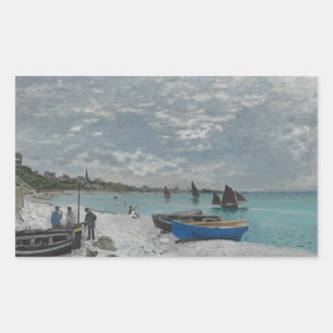 Claude Monet - Der Strand von Sainte-Adresse Rechteckiger Aufkleber