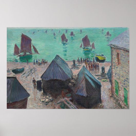 Claude Monet - Die Abfahrt der Boote, Etretat Poster (Vorne)