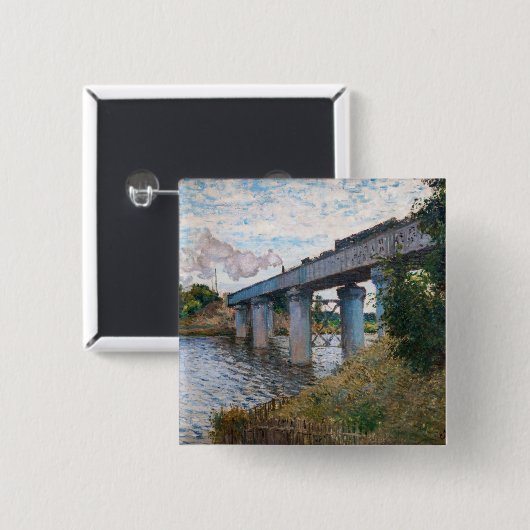Claude Monet - Die Eisenbahnbrücke in Argenteuil Button (Vorne & Hinten)