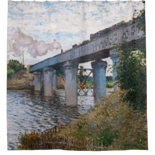 Claude Monet - Die Eisenbahnbrücke in Argenteuil Duschvorhang (Vorderseite)